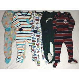 Absorba & Children Place Boys Size 4 & 4T Fleece One Piece Pajamas Pjs  5 Lot